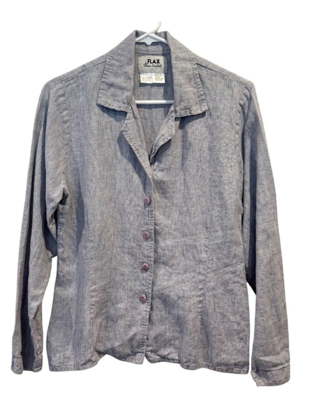 Flax Vintage 100% Linen Button Down Shirt Size Small